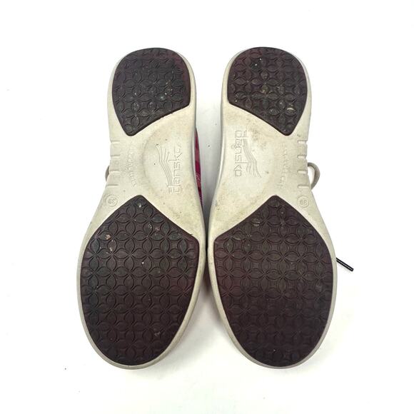 Dansko Size 8.5 Sneaker Pink Plaid Lace Up Arch Support Comfort Walking Workwear - Picture 5 of 7
